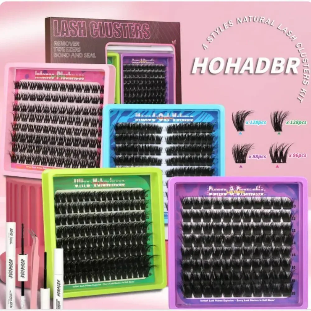 4 Styles Mega/ultra/ Dramatic/Volume/ Lash Clusters Kit, WaterProof Lashes NEW